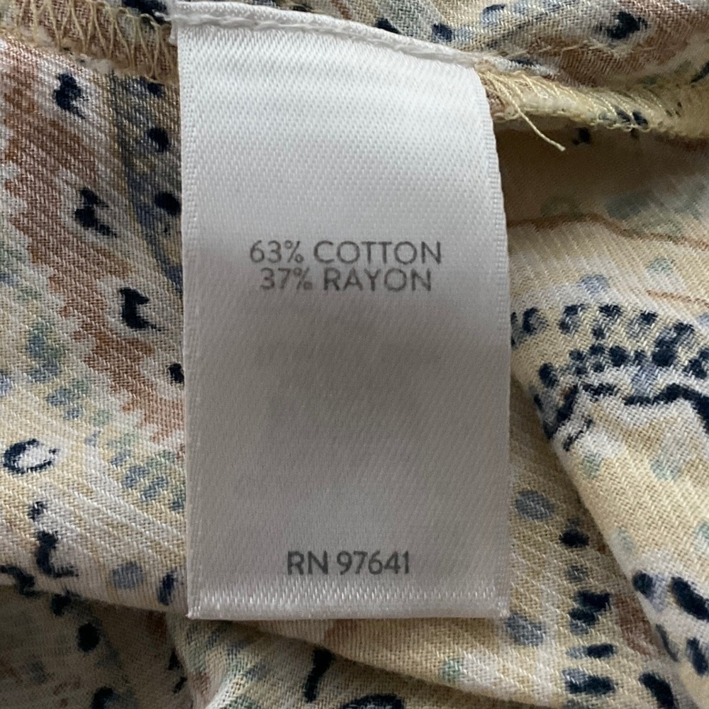 J.Jill Top Womens Sz L Paisley Print Button-Up Long Sleeve Collar Shirt Beige‎ - Picture 5 of 10